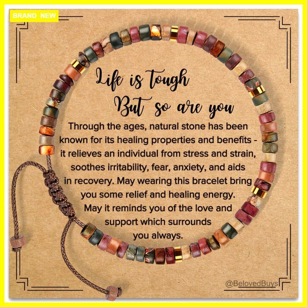 Natural Stone Healing Bracelet, 7-9 Inch Stretch, Inspirational Gift for Women